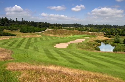 9th hole on PGA Centenary Course, The Gleneagles Hotel, Scotland. Fairway towards green.